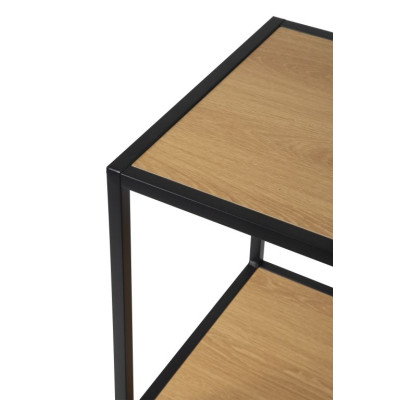 Kovový regál s policami v dekore dreva 120x37x35 cm