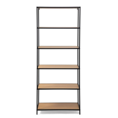 Kovový regál s policami v dekore dreva 77x185x35 cm