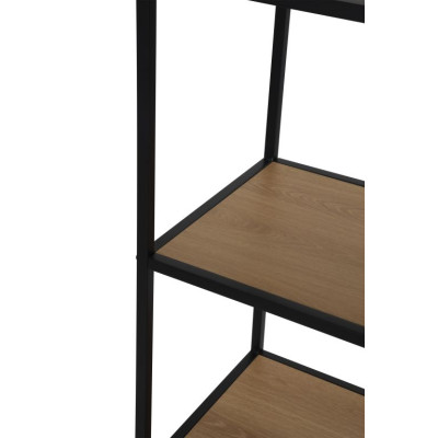 Kovový regál s policami v dekore dreva 77x185x35 cm