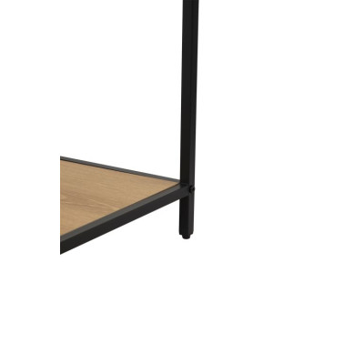 Kovový regál s drevenými policami 77x185x35 cm, čierny