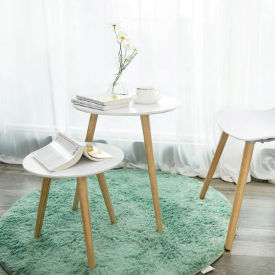 Sada minimalistických odkladacích stolíkov biela/drevo, 2