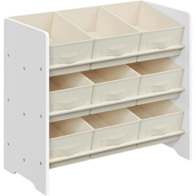 Detský organizér na hračky s 9 boxmi, biely, 62,5x29,5x60 cm