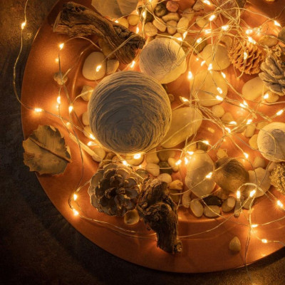 Sada 4 svetelných káblov 40 LED, teplá biela