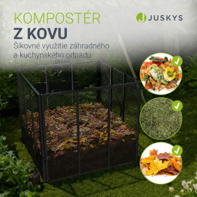 Kovový kompostér do záhrady 800 l – čierny, vzdušný, odolný