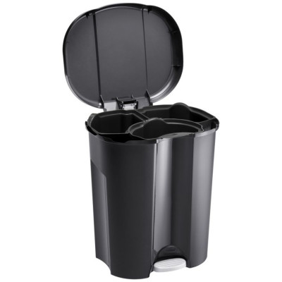 TRIO Odpadkový kôš, 2 x 15 l + 1 x 10 l, plast, čierny/sivý