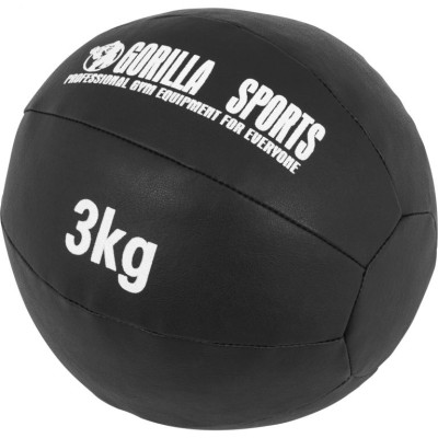 Gorilla Sports Kožený medicinbal, 3 kg, čierny