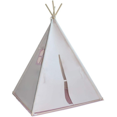 Detský stan teepee, ružovo/béžový, s príslušenstvom
