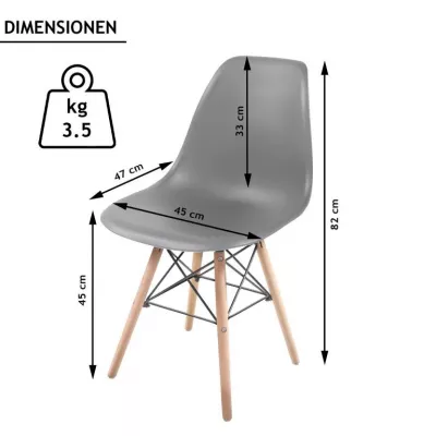 MIADOMODO sada jedálenských stoličiek, 4 kusy, sivé