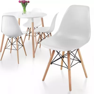 MIADOMODO sada jedálenských stoličiek, 4 kusy, biele