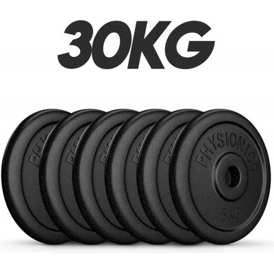 PHYSIONICS súprava činkových kotúčov 6 x 5 kg, liatina, 31 m