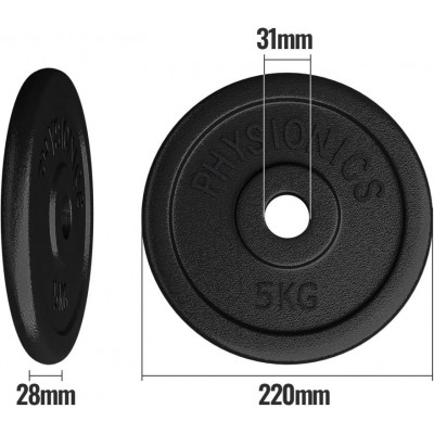 PHYSIONICS súprava činkových kotúčov 6 x 5 kg, liatina, 31 m
