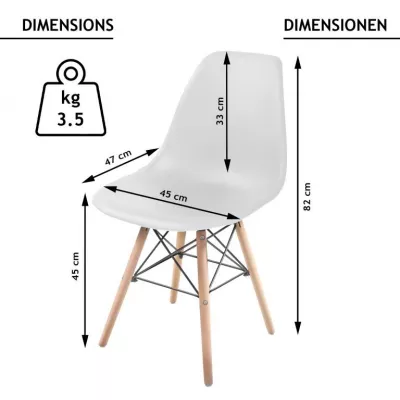 MIADOMODO sada jedálenských stoličiek, 4 kusy, biele