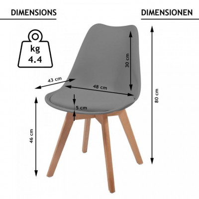MIADOMODO sada jedálenských stoličiek, 4 kusy, sivé