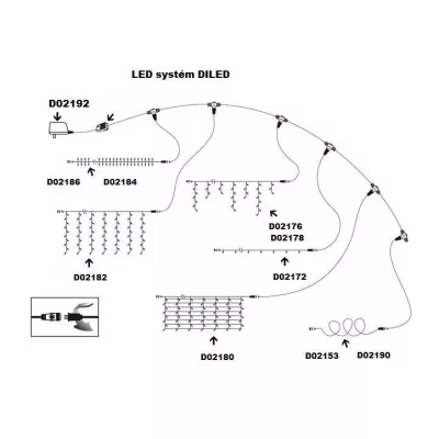 NEXOS diLED svetelný záves 200 LED, teplá biela, bez trafa