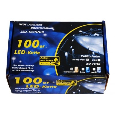GARTH Vianočná reťaz 10 m, 100 LED diód, teplá biela