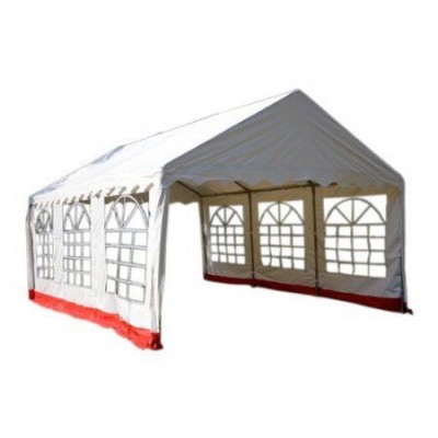 Záhradný stan - biela / červená, 4 x 6 m