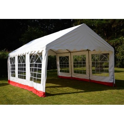 Záhradný stan - biela / červená, 4 x 6 m