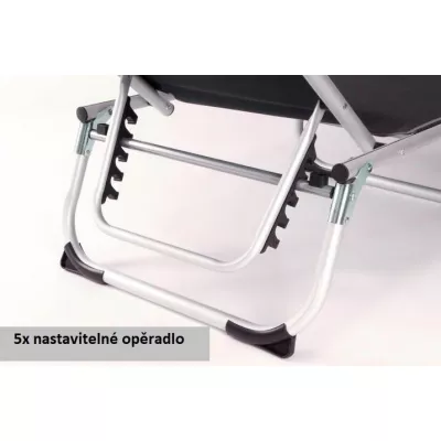 Záhradné skladacie ležadlo so strieškou - čierne