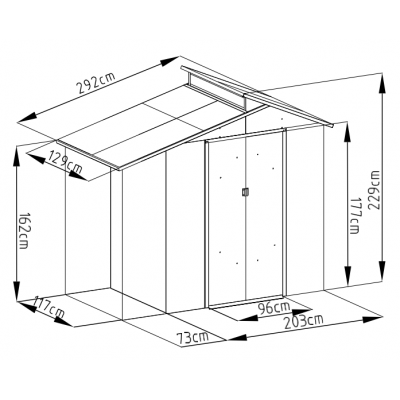 Záhradný domček OSCAR E-A - 229 x 292 x 129 cm