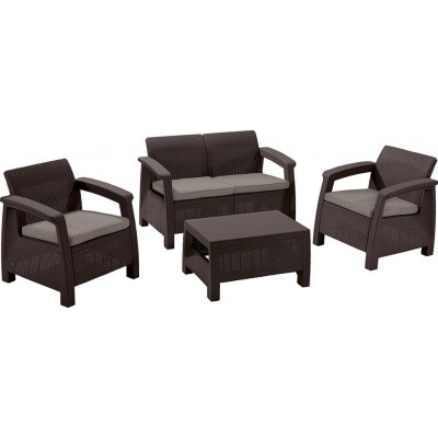 Záhradný set CORFU + sivohnedé podušky