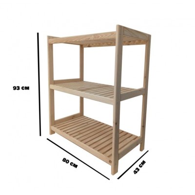 Drevený regál s 3 policami, 93 x 80 x 43 cm Drevený regál s 3 policami, 93 x 80 x 43 cm