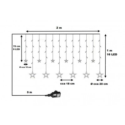 VOLTRONIC Vianočný záves hviezdy 150 LED, teplá biela
