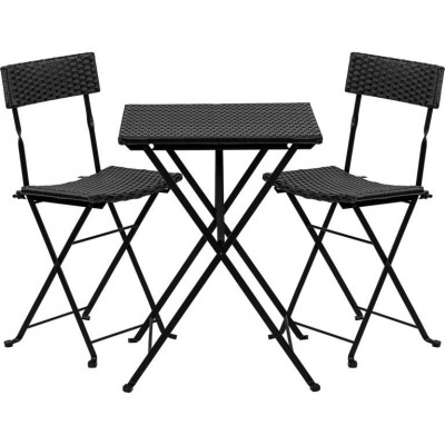 Stilista záhradný polyratanový set, čierny, 2 stoličky+stôl Stilista záhradný polyratanový set, čierny, 2 stoličky+stôl