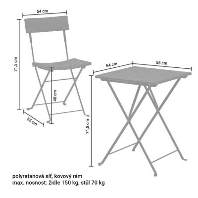 Stilista záhradný polyratanový set, čierny, 2 stoličky+stôl Stilista záhradný polyratanový set, čierny, 2 stoličky+stôl