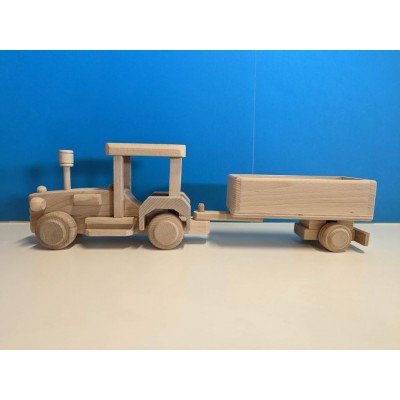 Drevený traktor s valníkom, 42 x 8 x 13 cm
