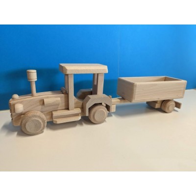 Drevený traktor s valníkom, 42 x 8 x 13 cm