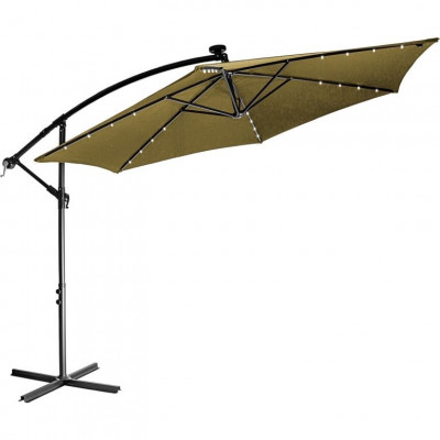 STILISTA záhradný slnečník s kľučkou 3,5 m, khaki + LED STILISTA záhradný slnečník s kľučkou 3,5 m, khaki + LED