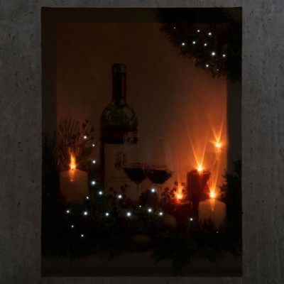 Nástenná maľba sviečky s vínom, 5 LED, 30 x 40 cm Nástenná maľba sviečky s vínom, 5 LED, 30 x 40 cm