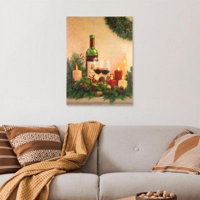 Nástenná maľba sviečky s vínom, 5 LED, 30 x 40 cm Nástenná maľba sviečky s vínom, 5 LED, 30 x 40 cm