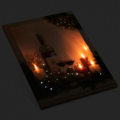 Nástenná maľba sviečky s vínom, 5 LED, 30 x 40 cm Nástenná maľba sviečky s vínom, 5 LED, 30 x 40 cm