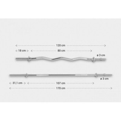 Gorilla Sports Sada posilňovacích tyčí 170 cm + 120 cm, zámky