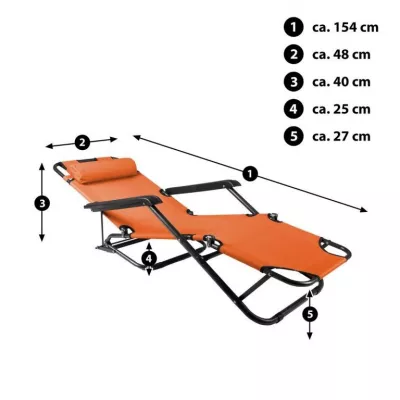 Skladacie záhradné ležadlo - oranžové