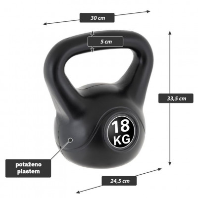 MAXXIVA Kettlebell činka, čierna, 18 kg