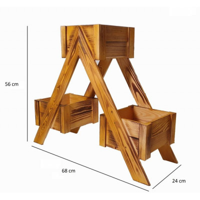 Zostava drevených kvetináčov, 68 x 56 x 24 cm
