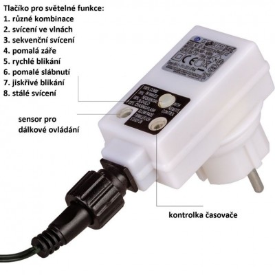 VOLTRONIC Vianočný záves 5 hviezd,61 LED,teplá biela+ovládač