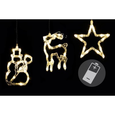 Vianočná LED dekorácia hviezda, snehuliak, sob, teple biela