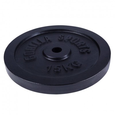 Gorilla Sports Liatinový záťažový kotúč, 15 kg