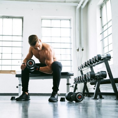 Gorilla Sports Liatinová pogumovaná jednoručná činka 47,5 kg