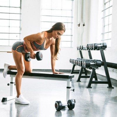 Gorilla Sports Liatinová pogumovaná jednoručná činka 47,5 kg