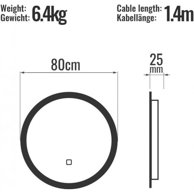 Aquamarin Kúpeľňové LED zrkadlo okrúhle - 80 cm Aquamarin Kúpeľňové LED zrkadlo okrúhle - 80 cm