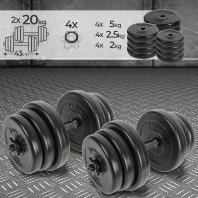 Physionics súprava jednoručných činiek, 2 x 20 kg