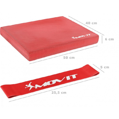 Balančný vankúš s gymnastickou gumou - červený