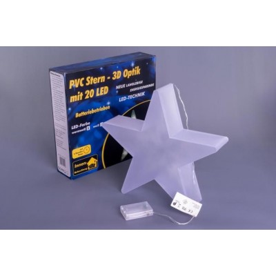 Vianočná hviezda s 3D efektom - 35 cm, 20 LED, teple biela