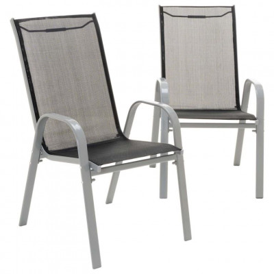 Záhradný skladací set stôl + 4 stohovateľné stoličky – čierna