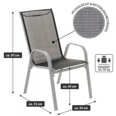 Záhradný skladací set stôl + 4 stohovateľné stoličky – čierna