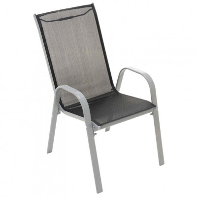 Záhradný skladací set stôl + 4 stohovateľné stoličky – čierna